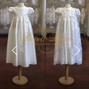 Piccolo Bacio Baptism/Christening Silk Couture Gown size 6M two piece